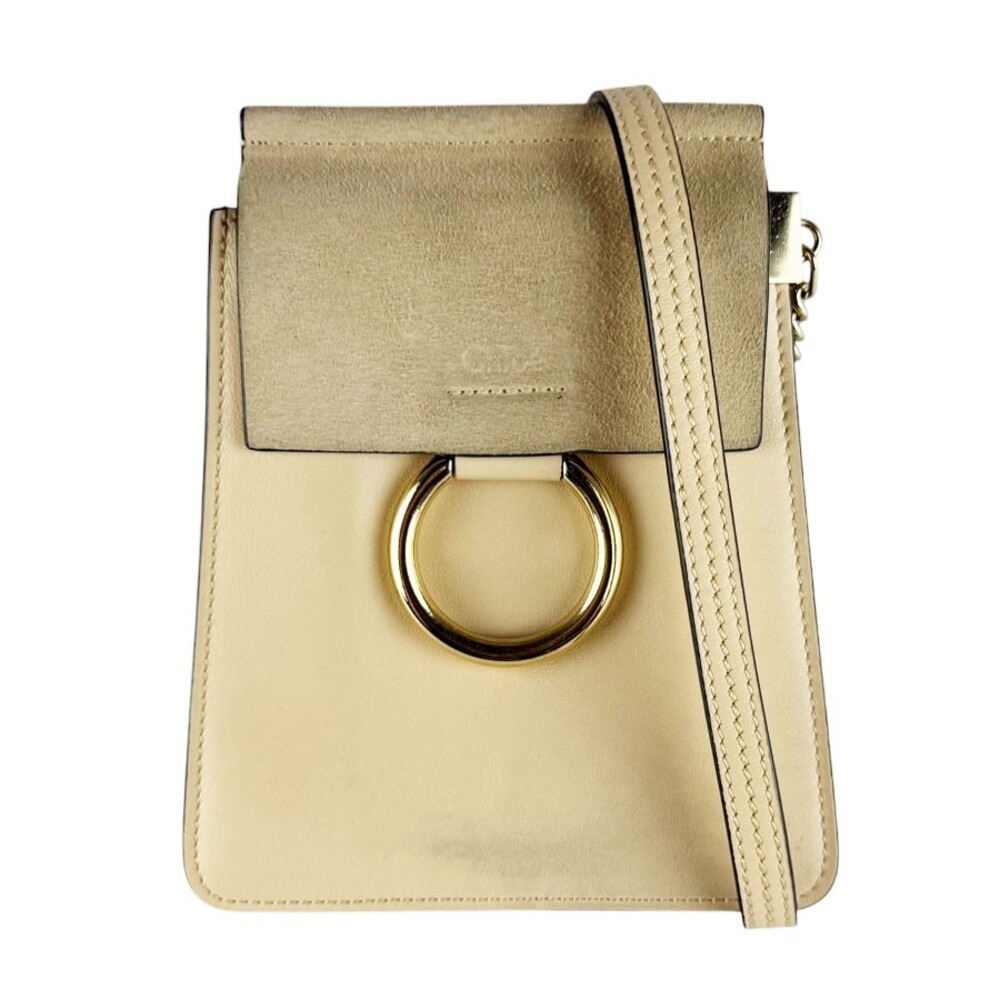 Auth Chloe Faye Shoulder Bag Beige/Gold #308152C23B